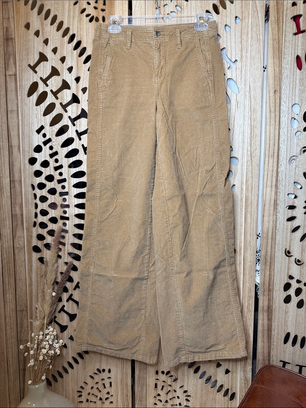 Celebrity Pink Wide Leg Corduroy Pants in Tan